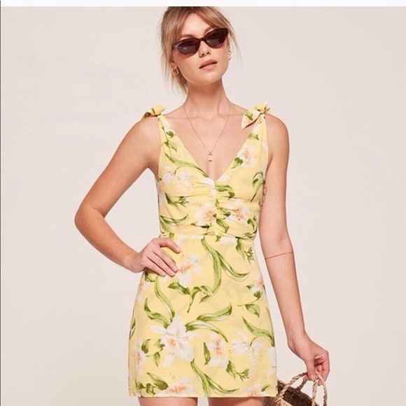 Reformation Dresses & Skirts - Reformation Yellow Floral Mini Dress